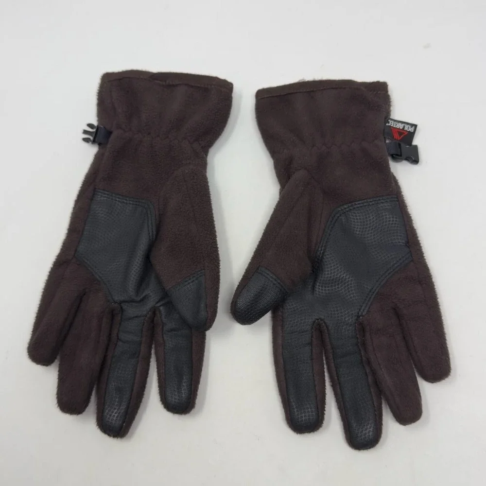 LL‎ Bean Polartec Fleece Gloves Women's Small Brown Reinforced Palm 0AFX9